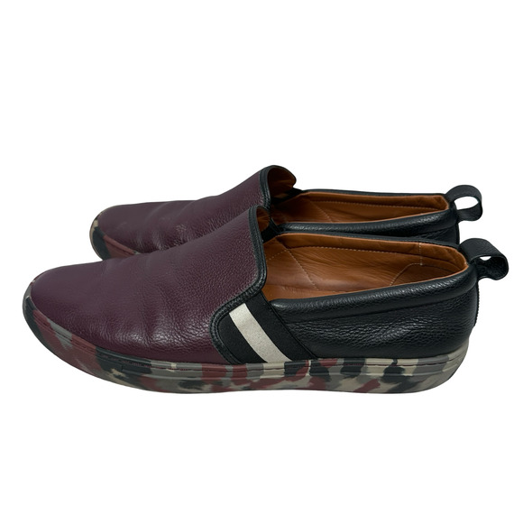 Bally Herald Sneakers Men’s 12 E Cordovan Black Camo Leather Slip-On Shoes main image 8